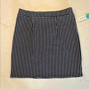Navy and White Pleated Mini Pencil Skirt